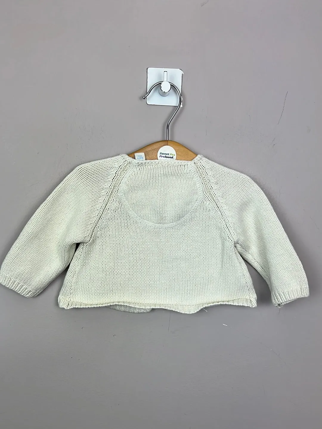 Jojo Maman Bebe Ivory bow Cardigan 0-3m