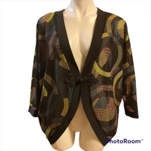 JOSEPH RIBKOFF Black mesh printed Cardigan with tapered sleeves