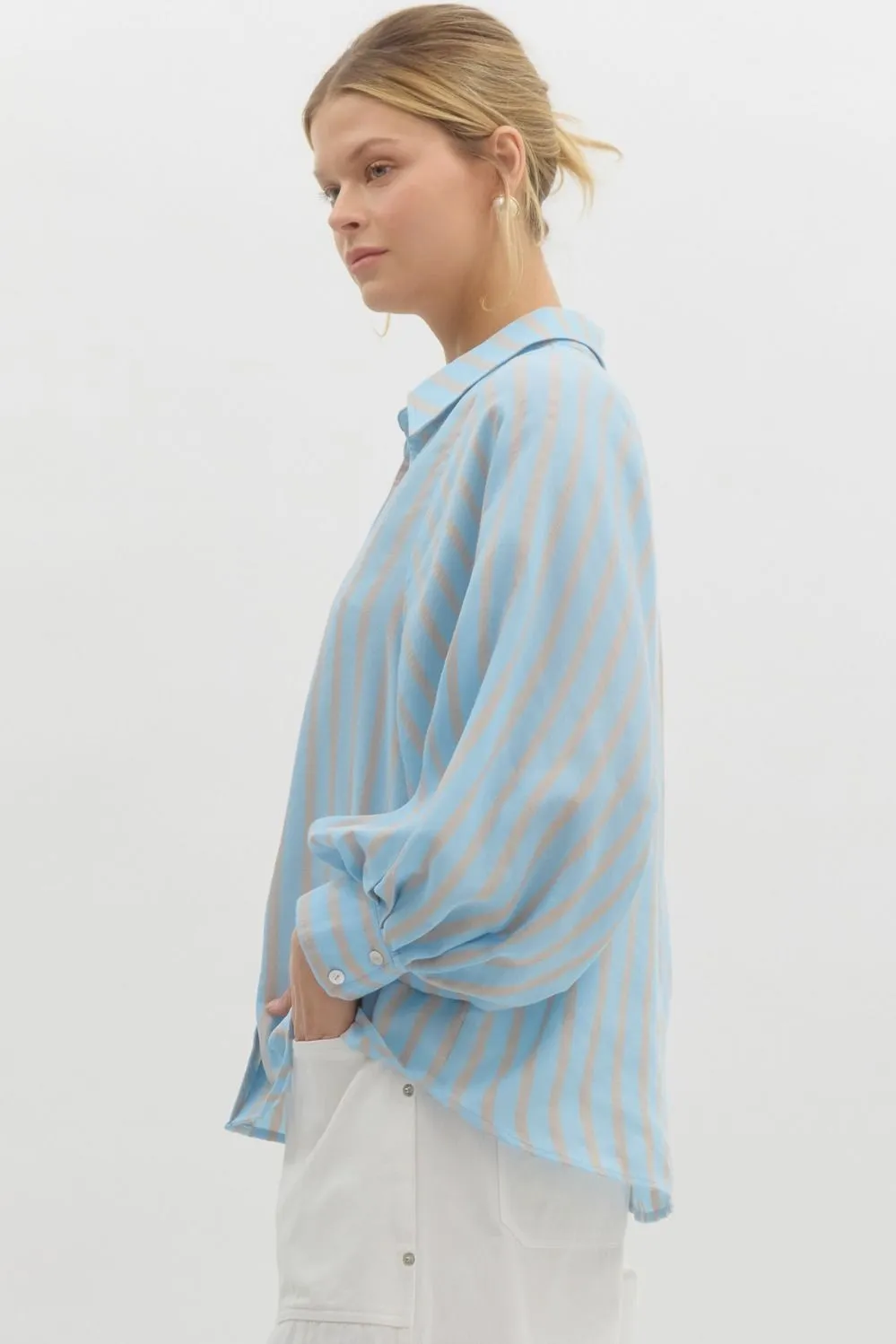 JULIANNA BLUE AND WHITE STRIPED SHIRT