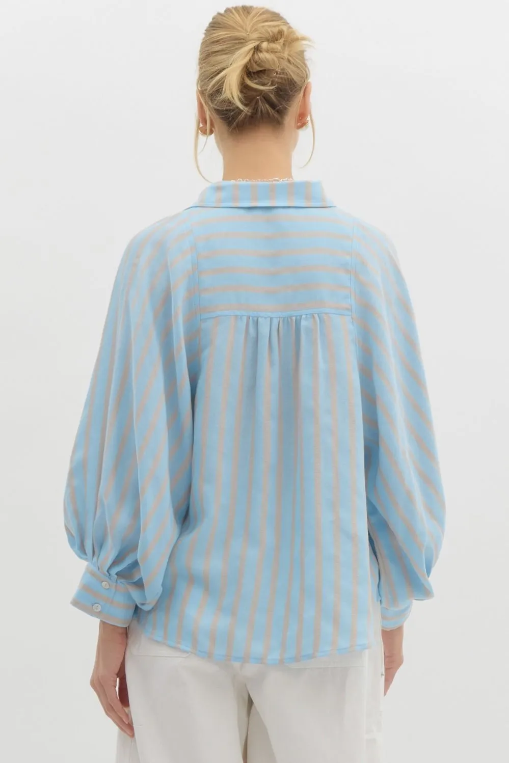 JULIANNA BLUE AND WHITE STRIPED SHIRT