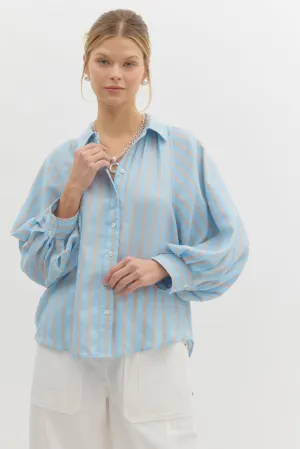 JULIANNA BLUE AND WHITE STRIPED SHIRT