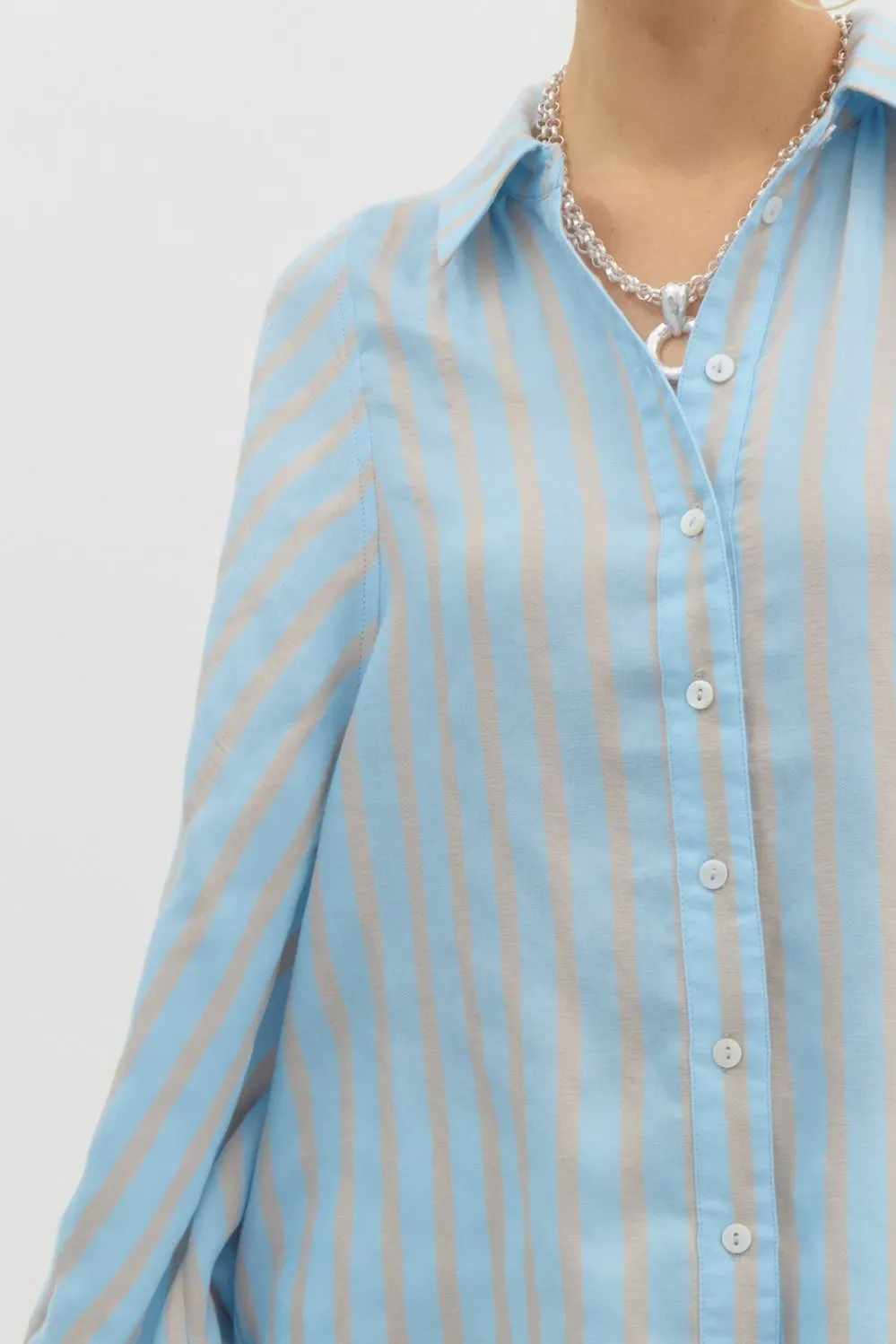 JULIANNA BLUE AND WHITE STRIPED SHIRT