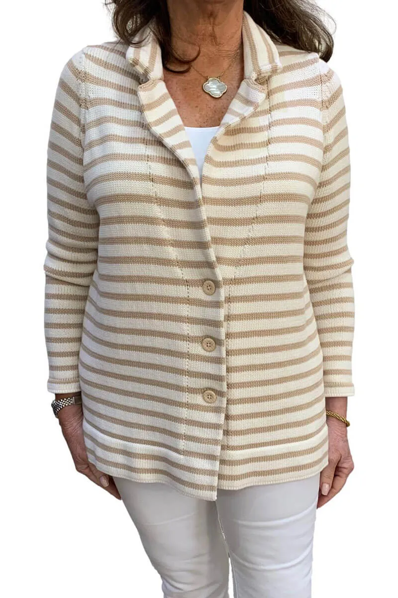 Kahki and Cream Button Down Sweater