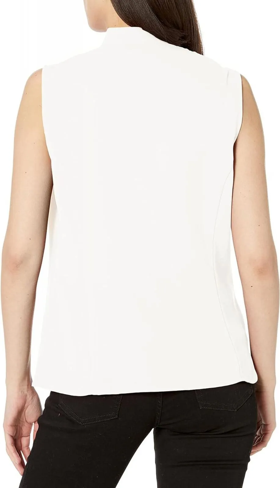 Kasper Women's Plus Size Sleeveless Ruffle Button Up Blouse Lily White 18W