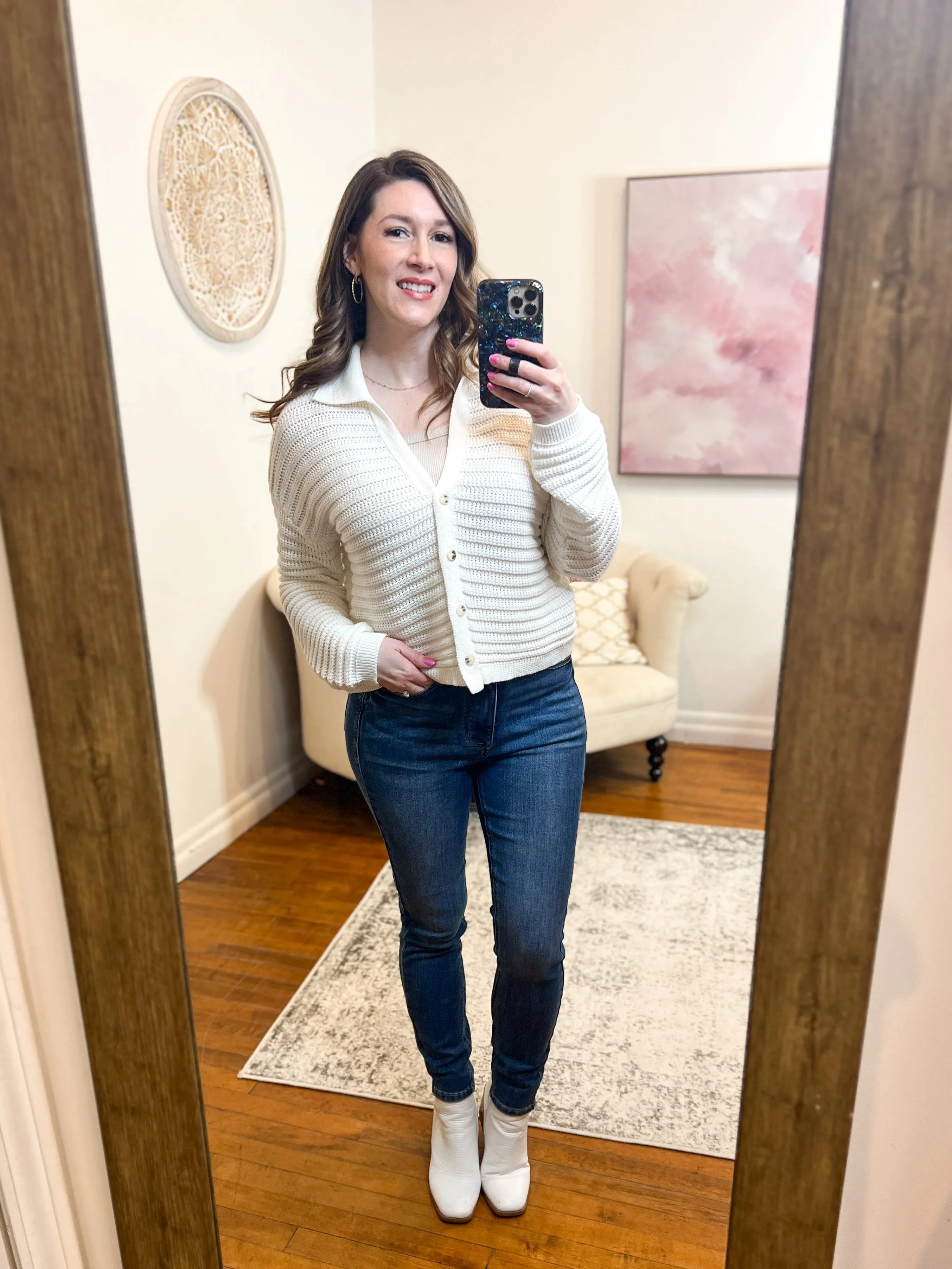 Kayla Balloon-Sleeve Cardigan
