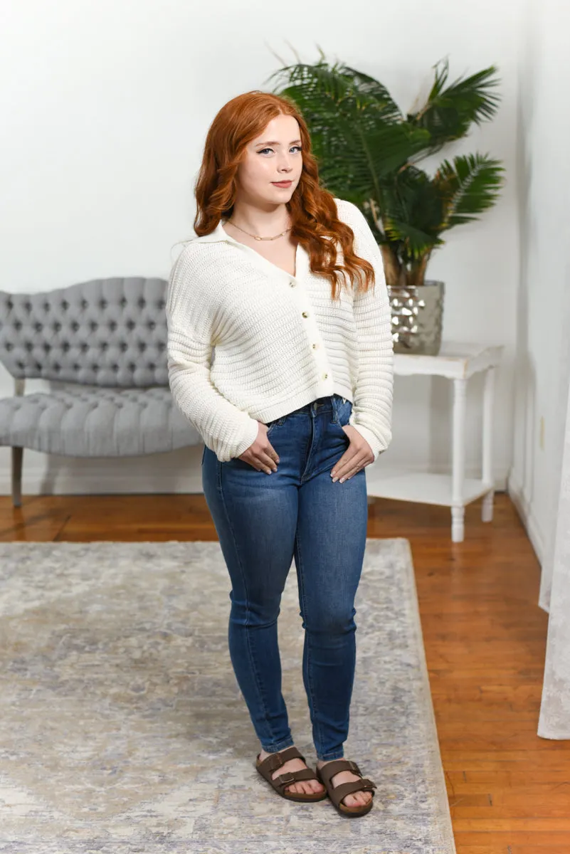 Kayla Balloon-Sleeve Cardigan
