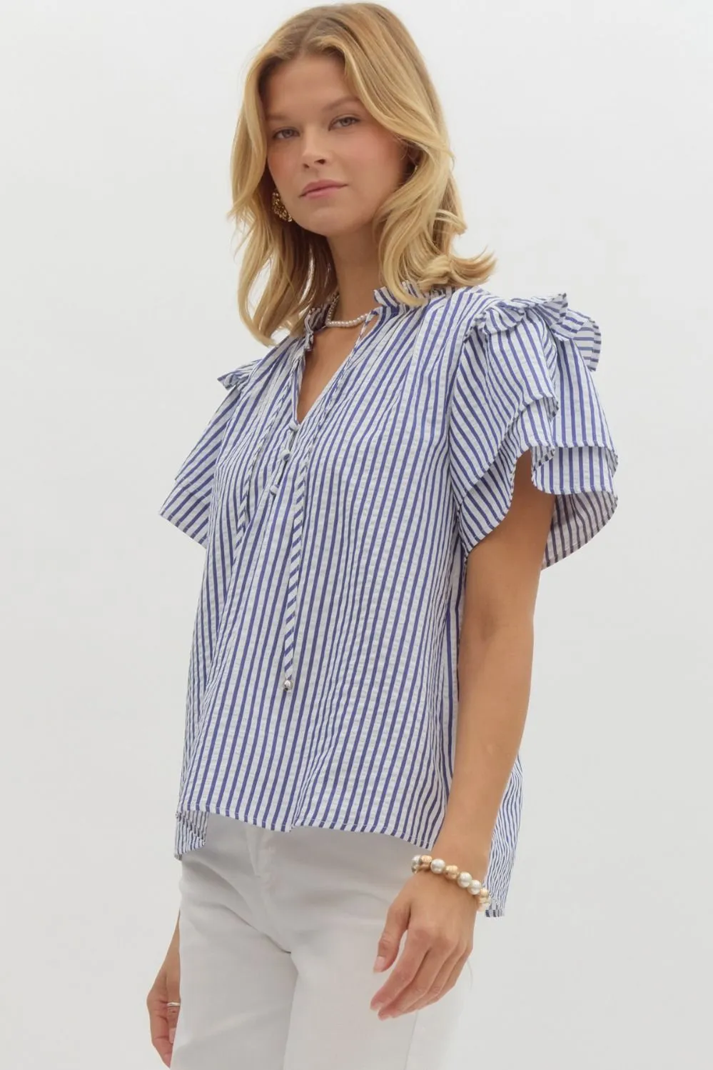 Kia Striped Seersucker Blouse