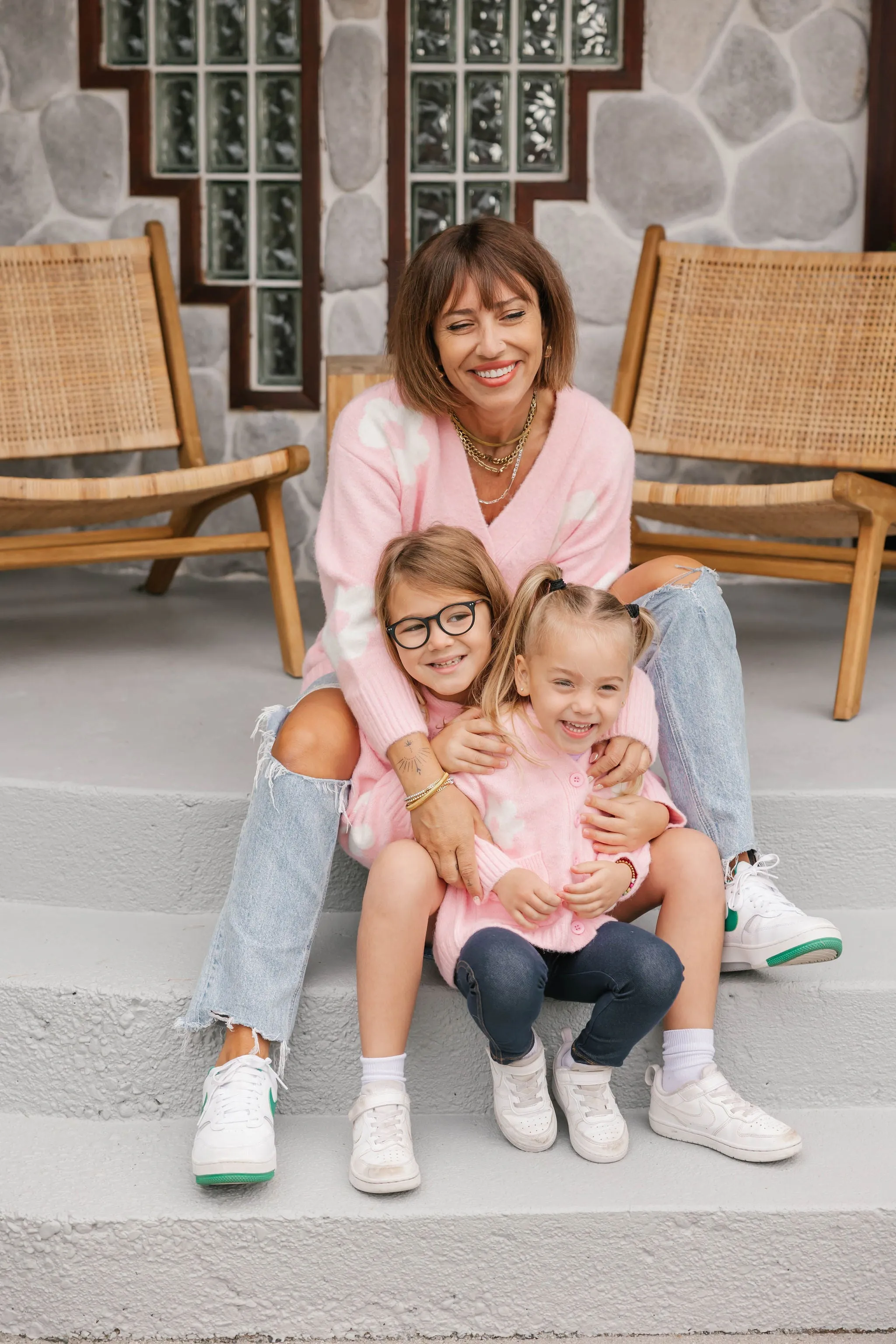 Kids Flora Cardigan in Pink Combo