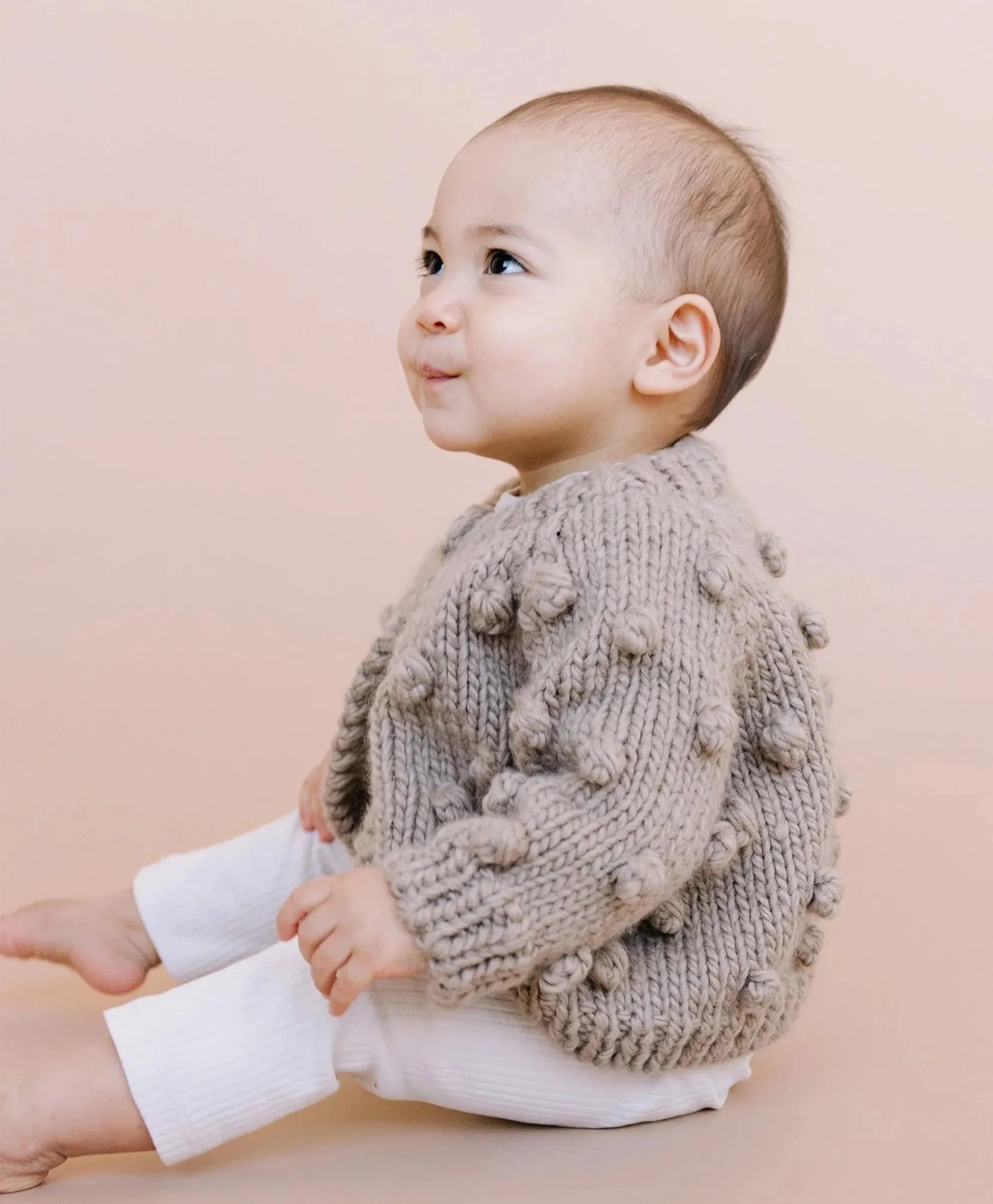 Kid's Popcorn Cardigan, Flax