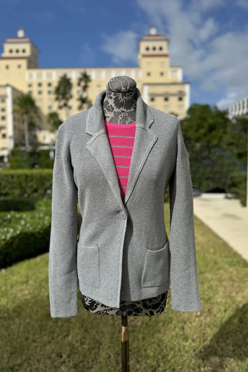 Kinross Thermal Notch Collar Cardigan in Granite
