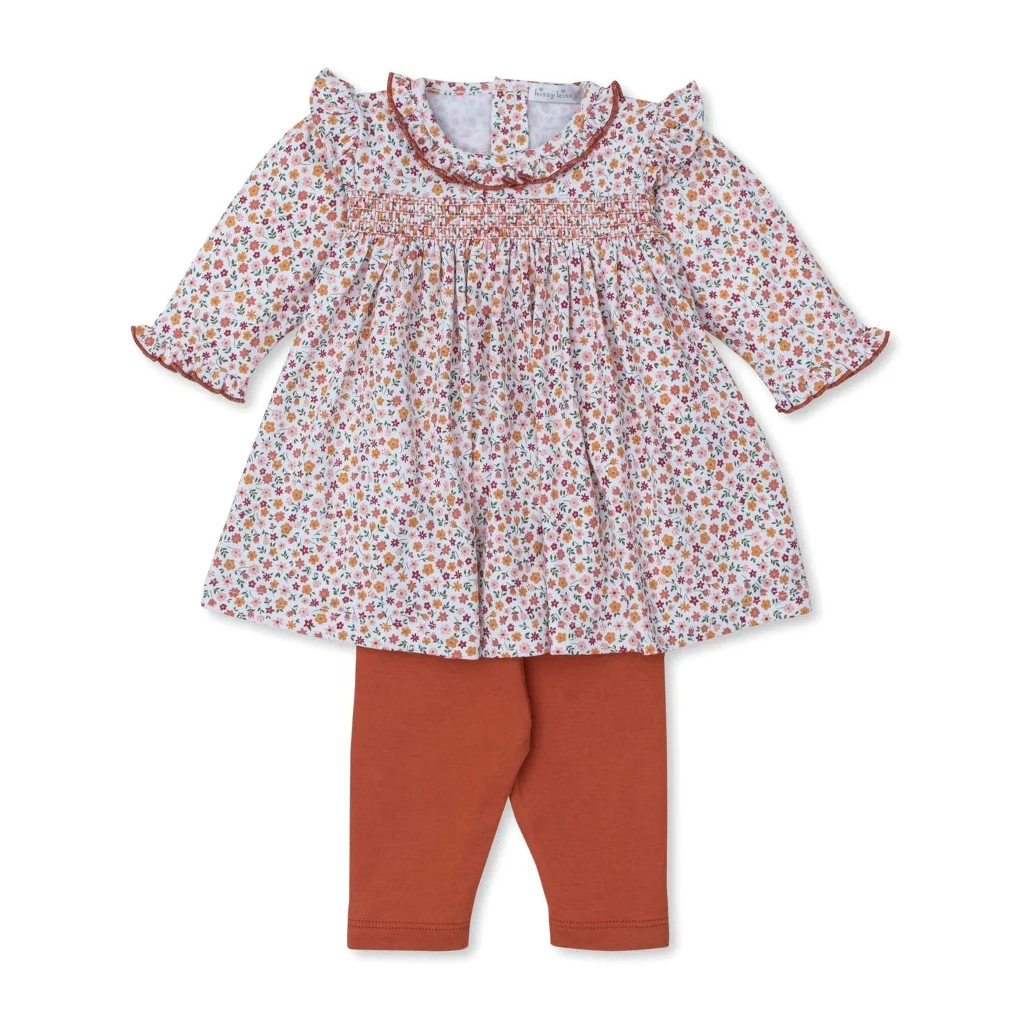 Kissy Love Autumn Blossoms Smocked Dress Set