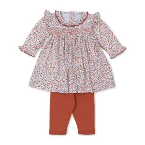 Kissy Love Autumn Blossoms Smocked Dress Set