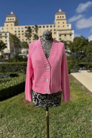 Knit Cardigan in Bright Pink
