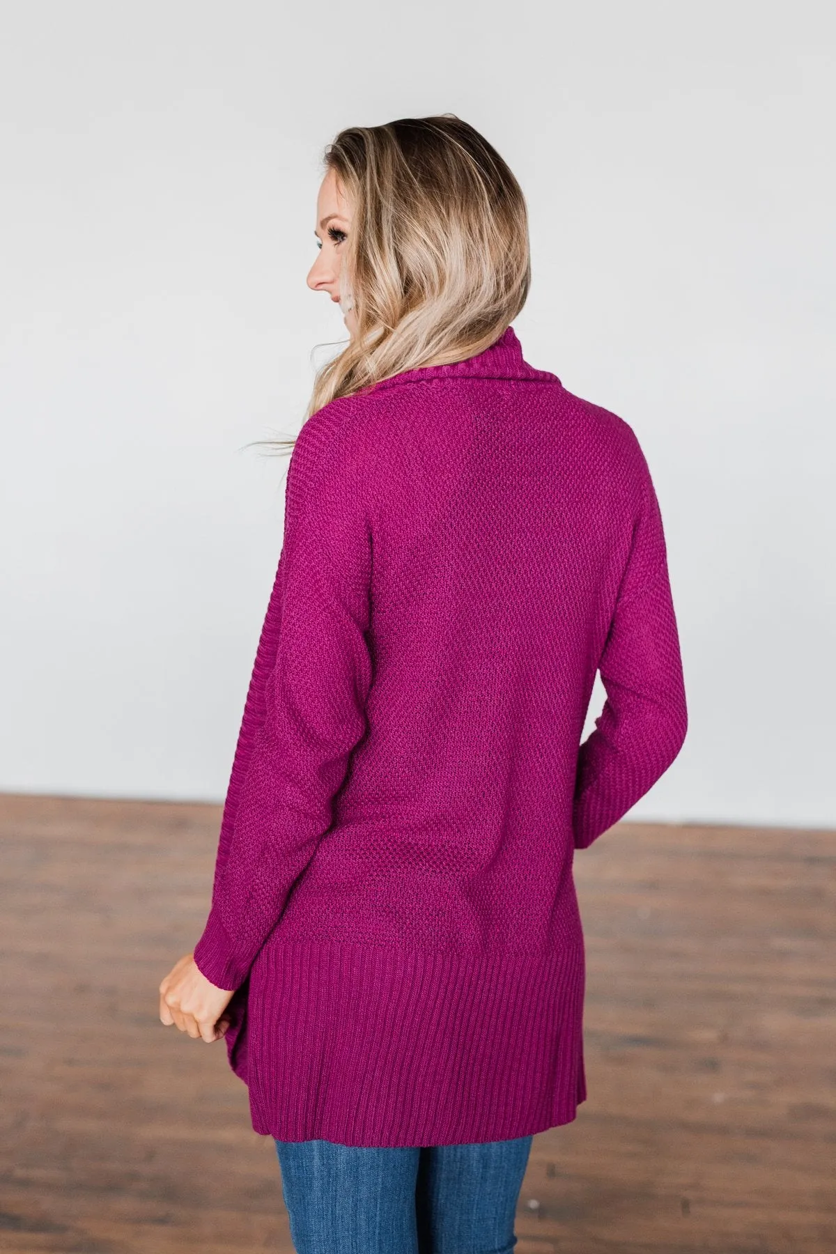 Knitted Drape Cardigan- Magenta