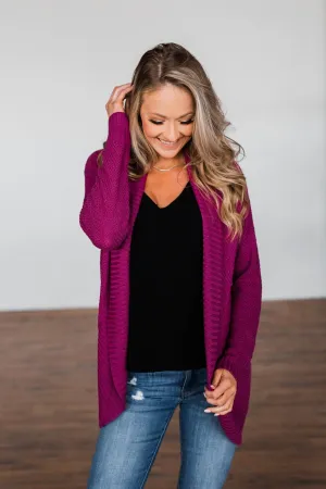 Knitted Drape Cardigan- Magenta