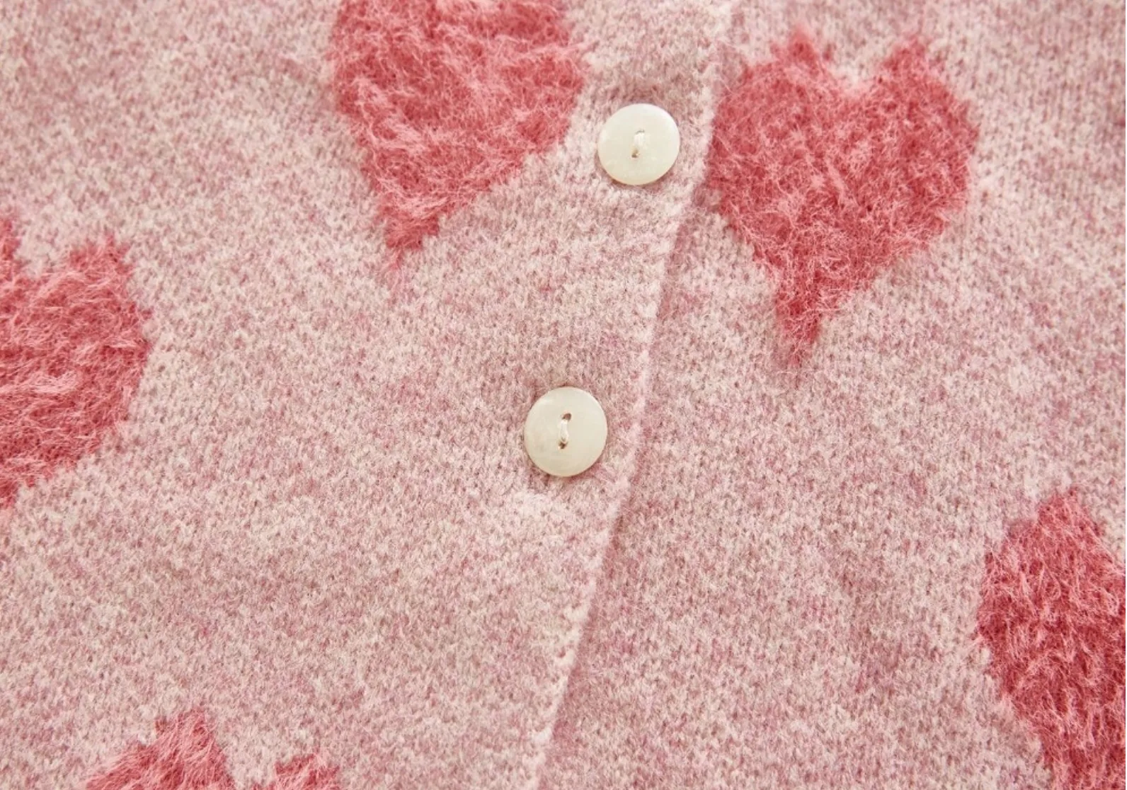Knitted Heart Cardigan Co-ord - Pink