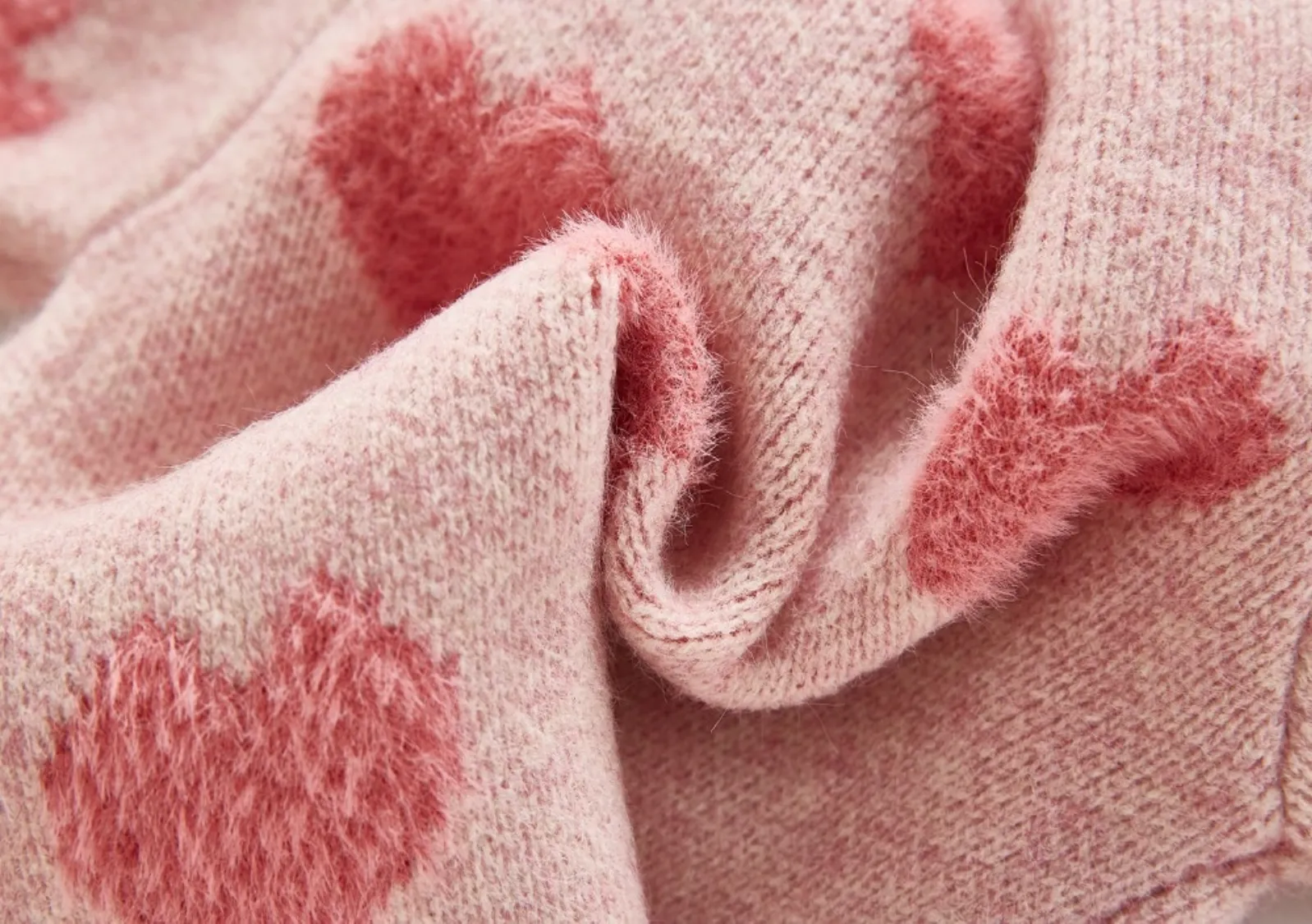 Knitted Heart Cardigan Co-ord - Pink
