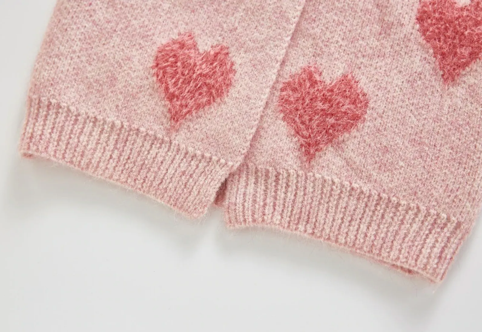 Knitted Heart Cardigan Co-ord - Pink