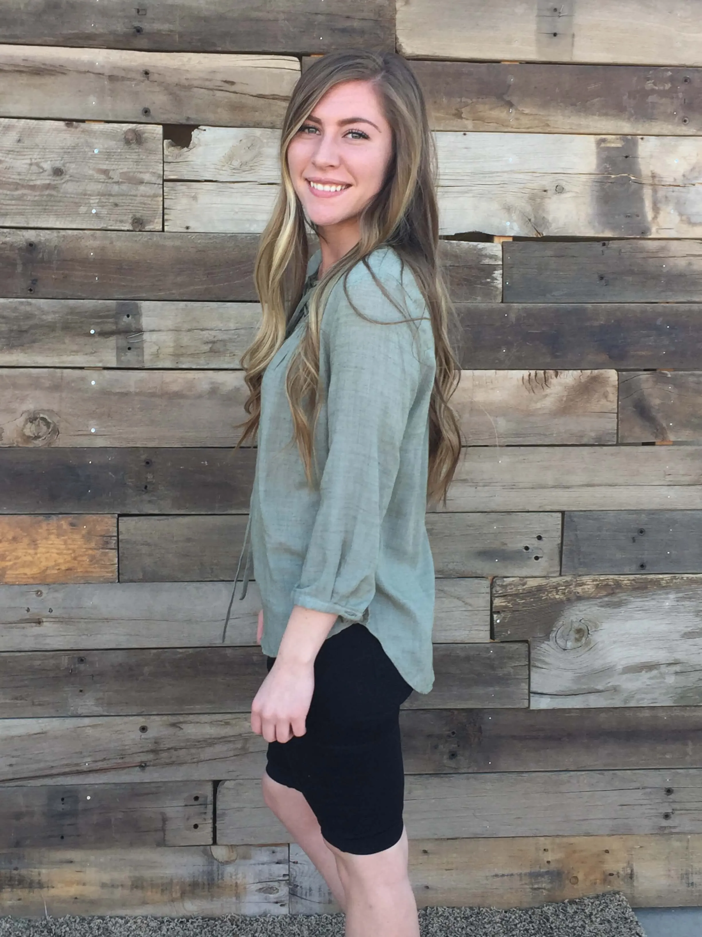 Lace Up Blouse (Multiple Colors)