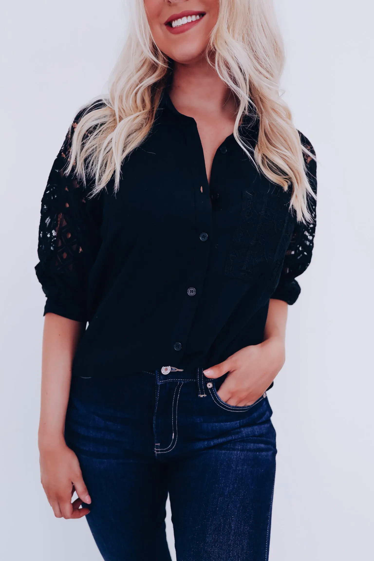Lacie Button Up Blouse - Black