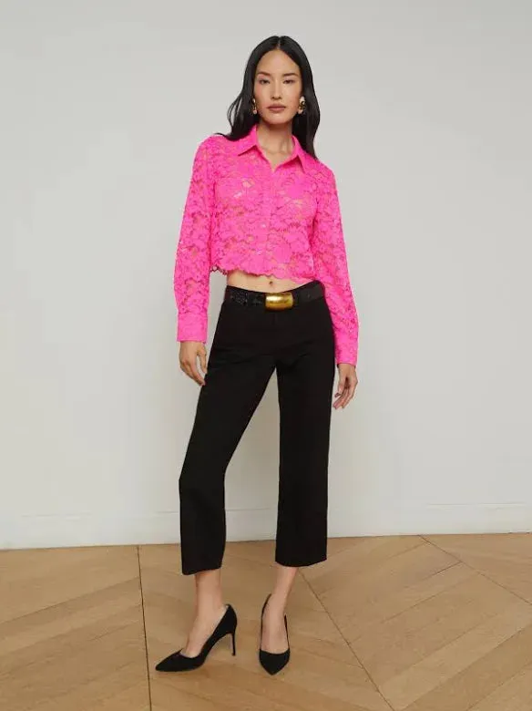 L’AGENCE - Akemi Lace Cropped Blouse - Pink Glo