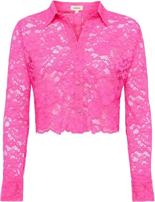 L’AGENCE - Akemi Lace Cropped Blouse - Pink Glo