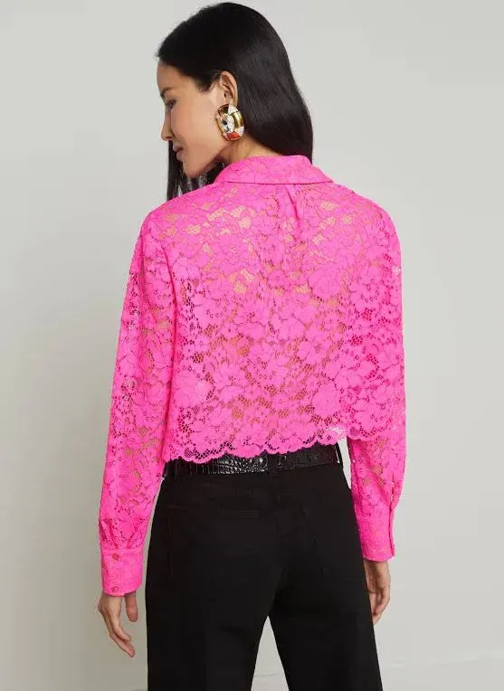 L’AGENCE - Akemi Lace Cropped Blouse - Pink Glo