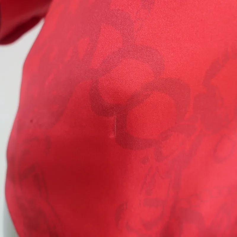 L'Agence Dani Blouse Red Chain Print Silk Size Extra Small Button-Up Top