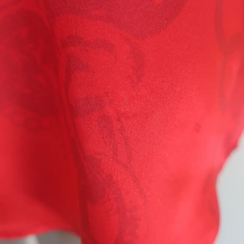 L'Agence Dani Blouse Red Chain Print Silk Size Extra Small Button-Up Top