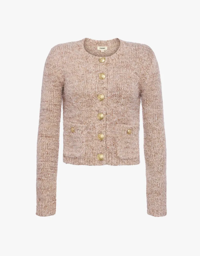 L'agence Una Knit Cardigan in Dusty Pink Multi
