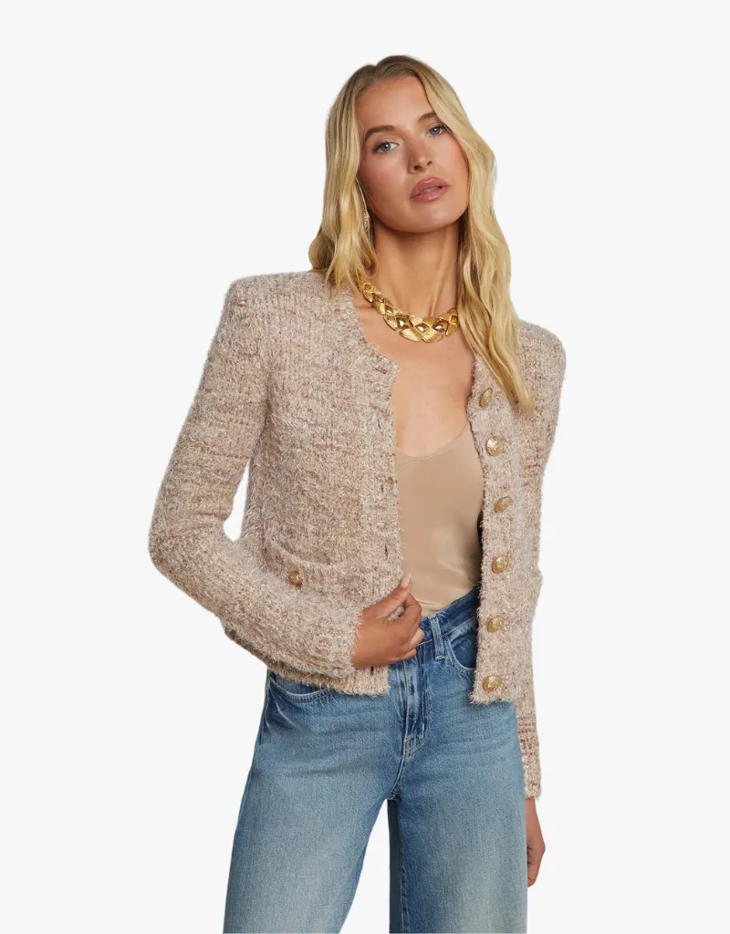 L'agence Una Knit Cardigan in Dusty Pink Multi