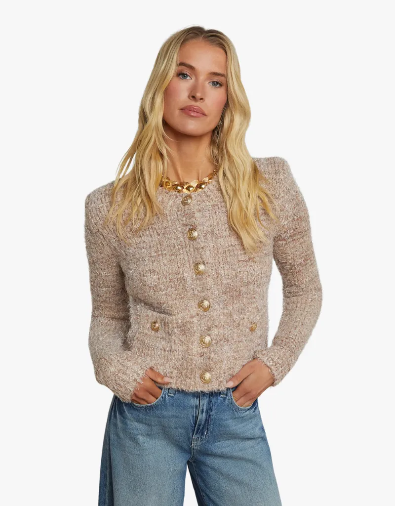 L'agence Una Knit Cardigan in Dusty Pink Multi