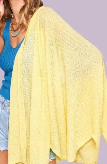 Lemon cardigan with waffle knit sweater