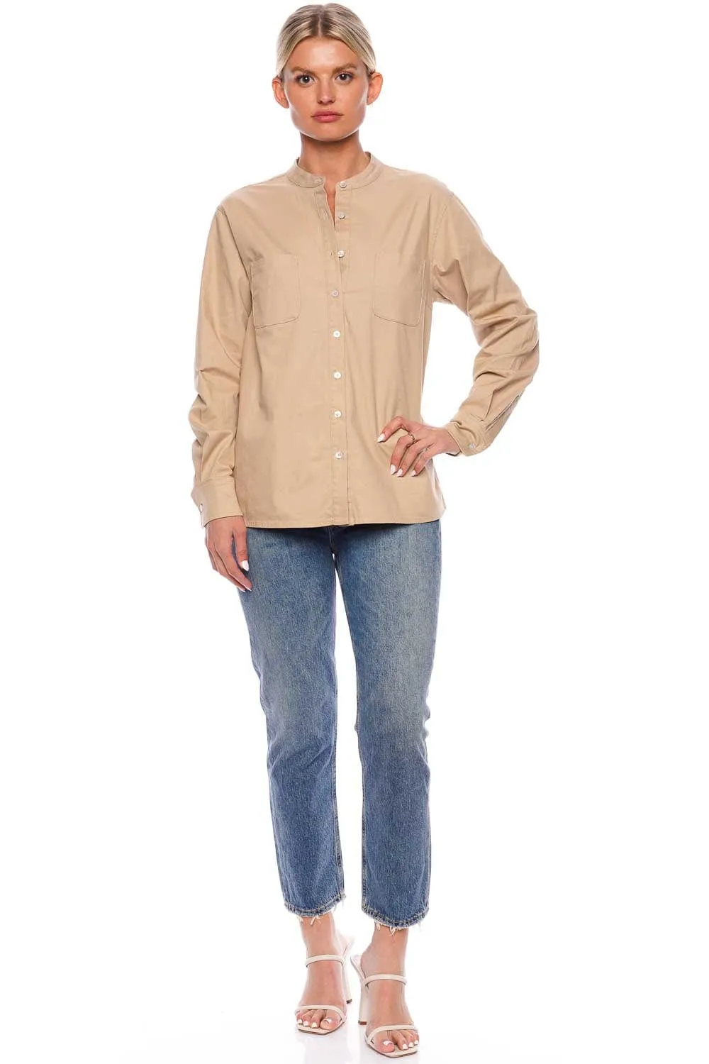 Lennox Sandshell Canvas Tie-Back Button Down