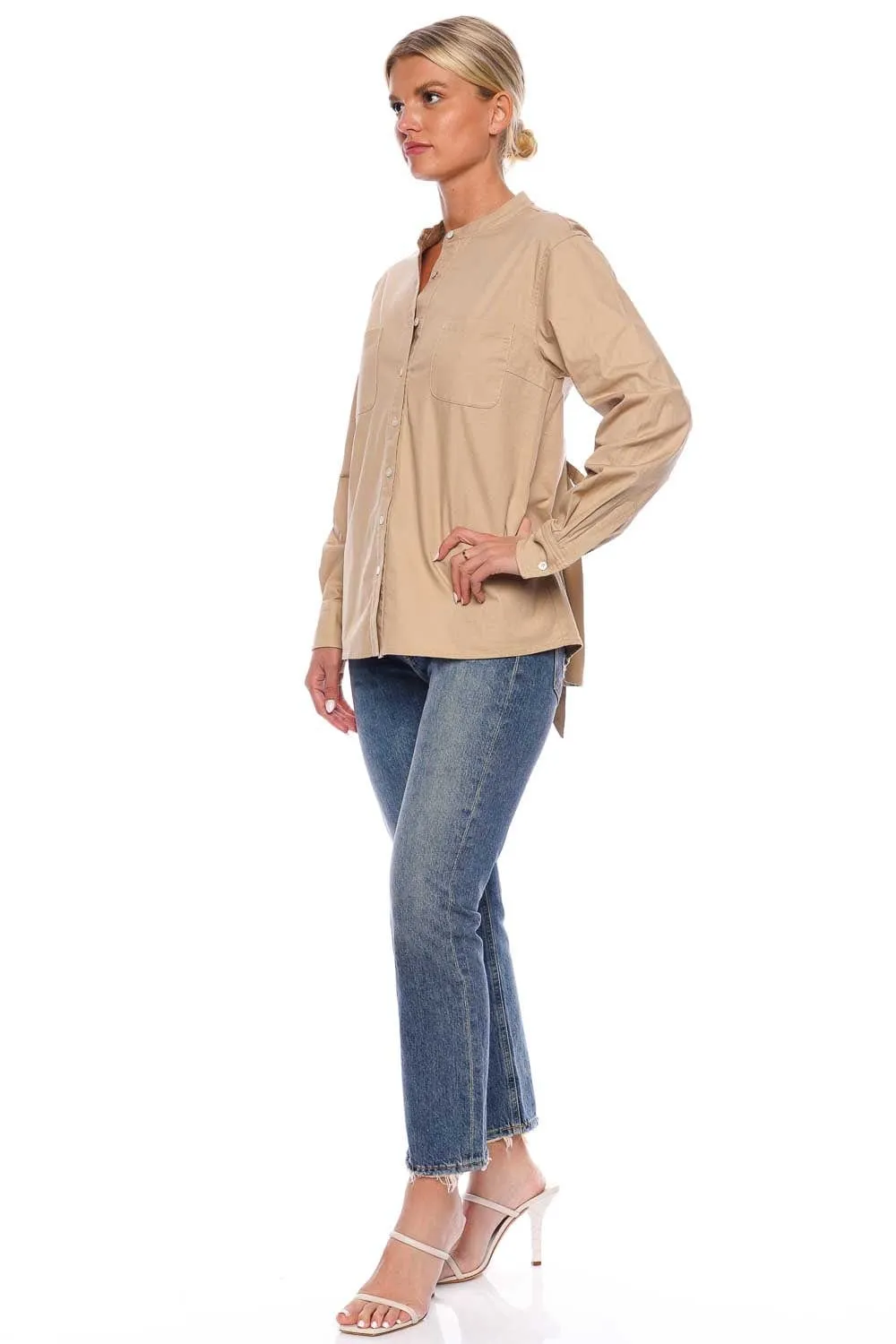 Lennox Sandshell Canvas Tie-Back Button Down