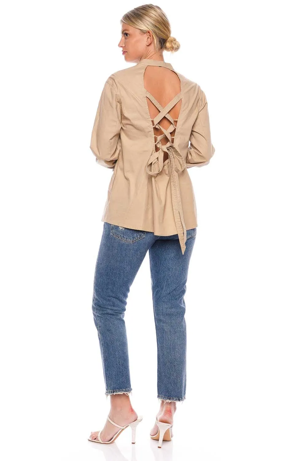 Lennox Sandshell Canvas Tie-Back Button Down