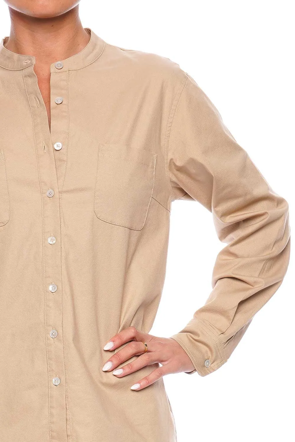 Lennox Sandshell Canvas Tie-Back Button Down