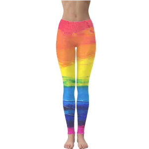LGBT Pride Rainbow Paint Canvas Full Length Leggings
