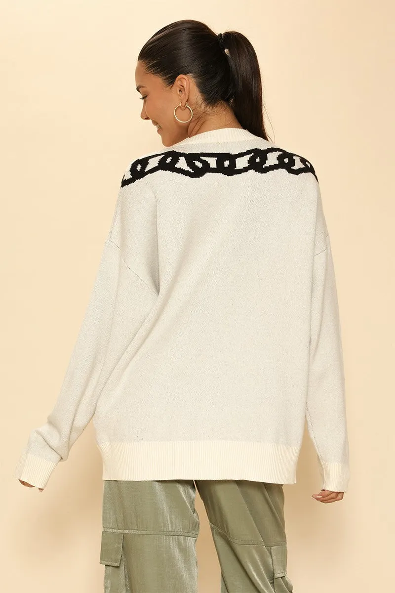 Lock and key chain cardigan