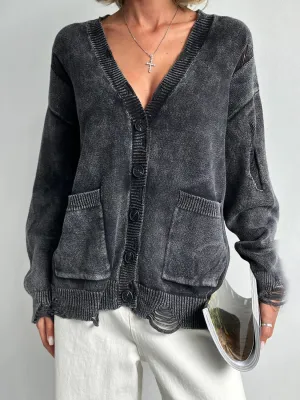 Lola Distressed Button Down Cardigan