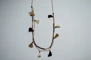 Long Black/Gold Tassel Necklace