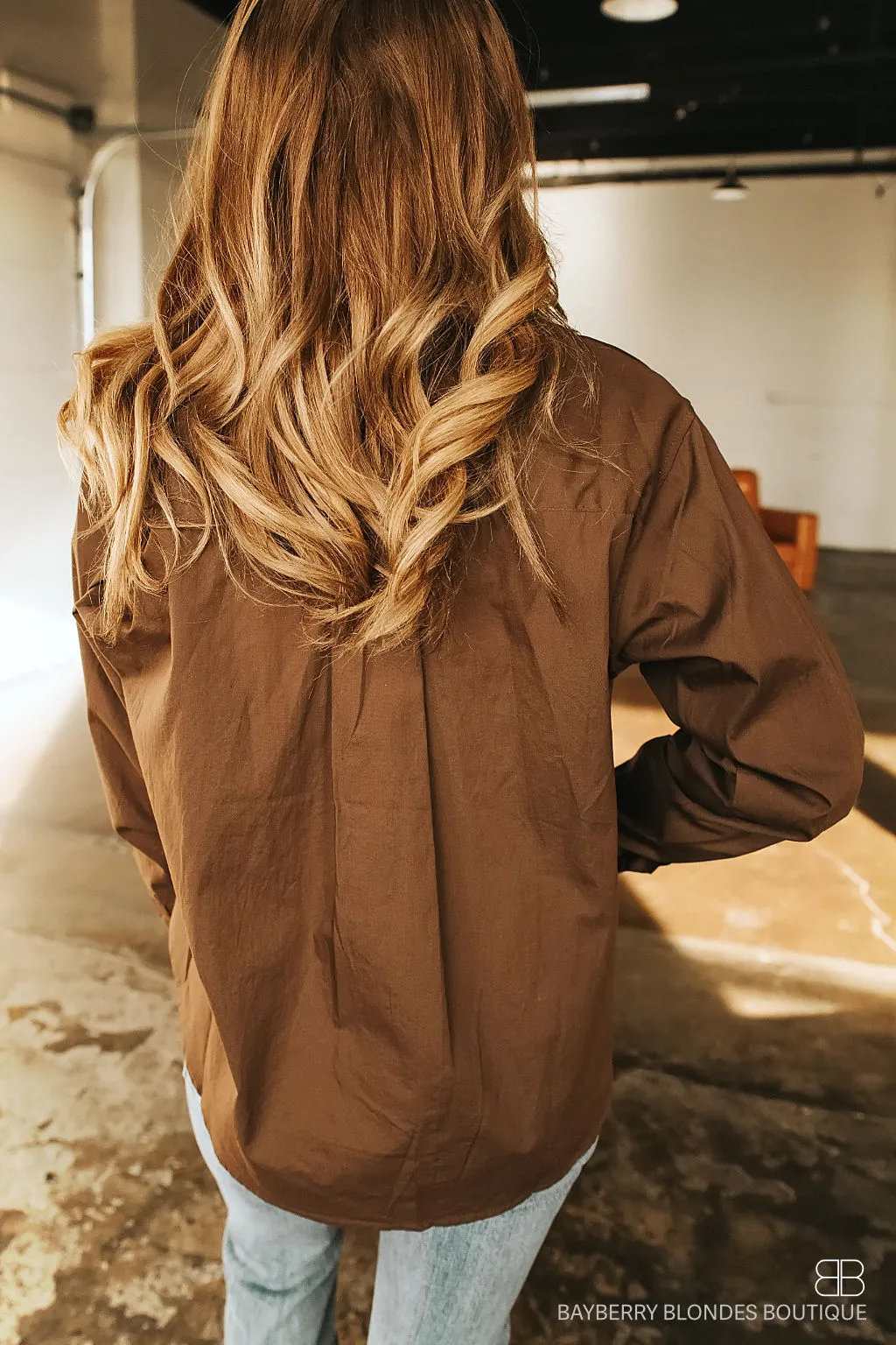 Long Sleeve Button Down -Chocolate