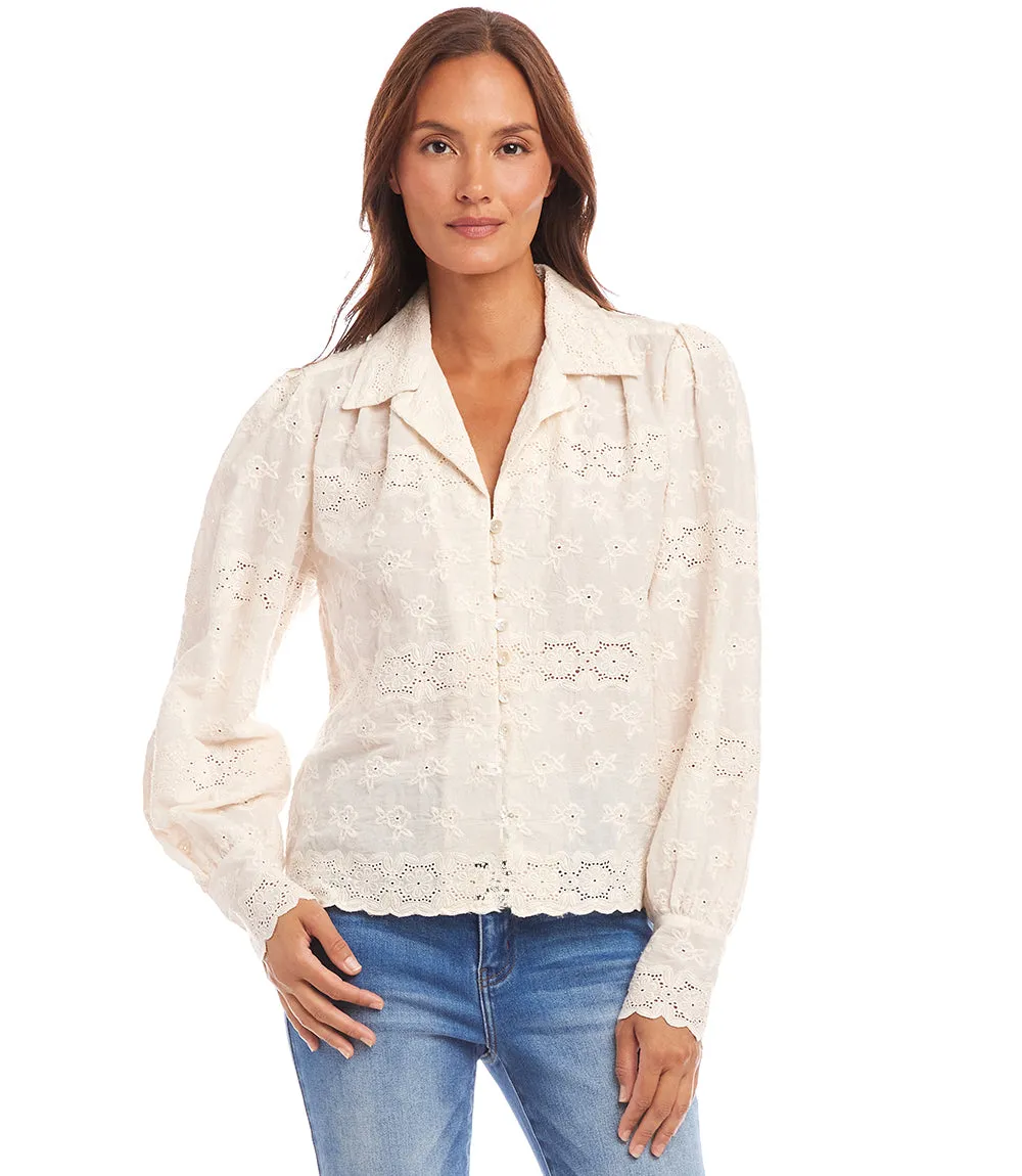 Long Sleeve Embroidered Blouse