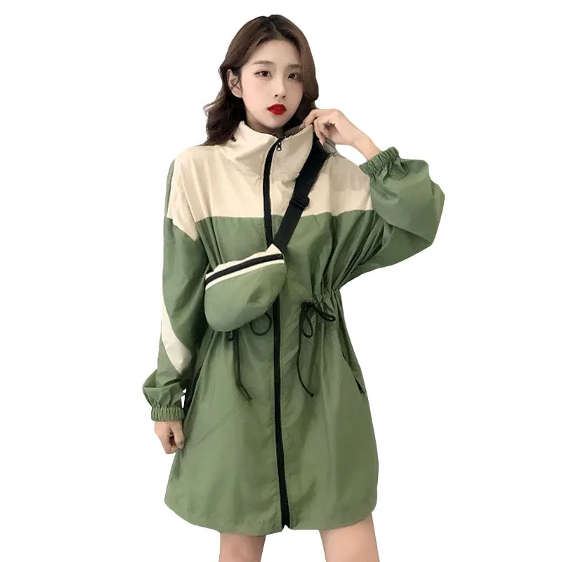 Long sleeve windbreaker jacket   bag 2 piece set KF2340