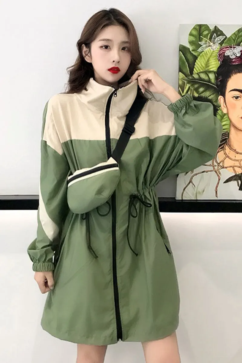 Long sleeve windbreaker jacket   bag 2 piece set KF2340