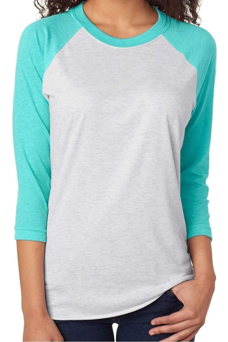Love Santa Buffalo Plaid Tri-Blend Unisex 3/4 Raglan