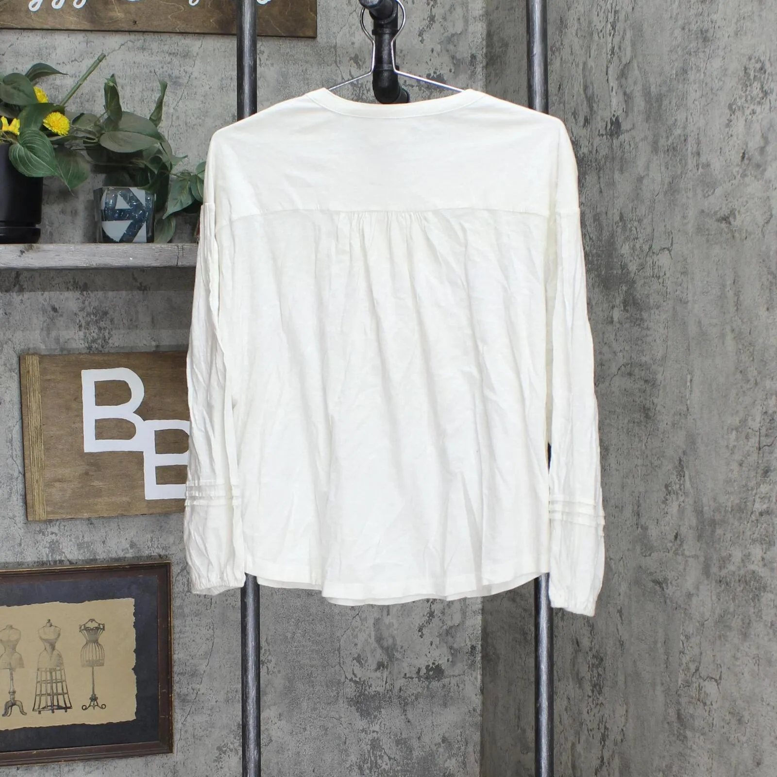 Lucky Brand Womens Pintucked Textured Knit Top 7W66092 Marshmellow Ivory M