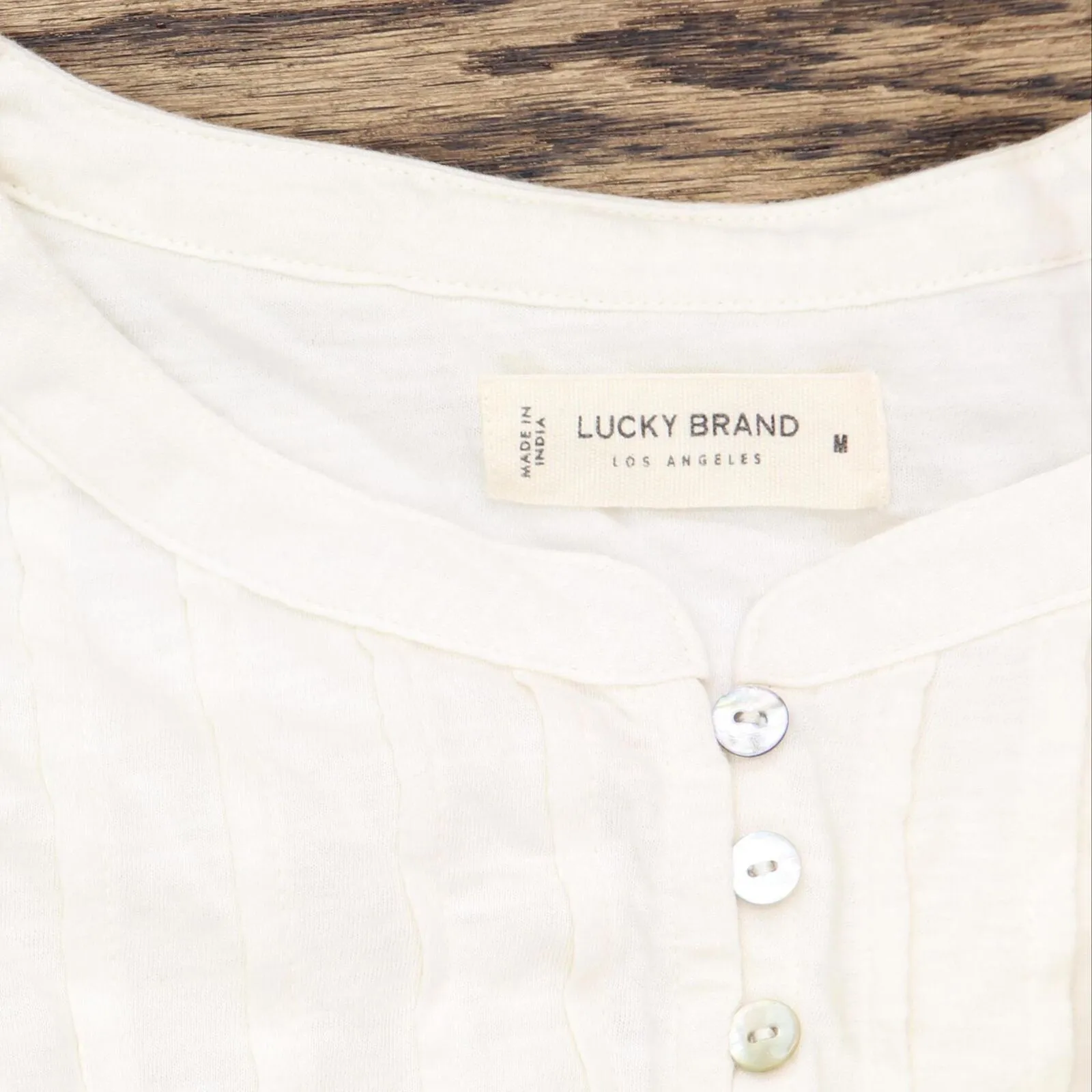 Lucky Brand Womens Pintucked Textured Knit Top 7W66092 Marshmellow Ivory M