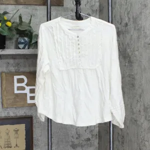 Lucky Brand Womens Pintucked Textured Knit Top 7W66092 Marshmellow Ivory M