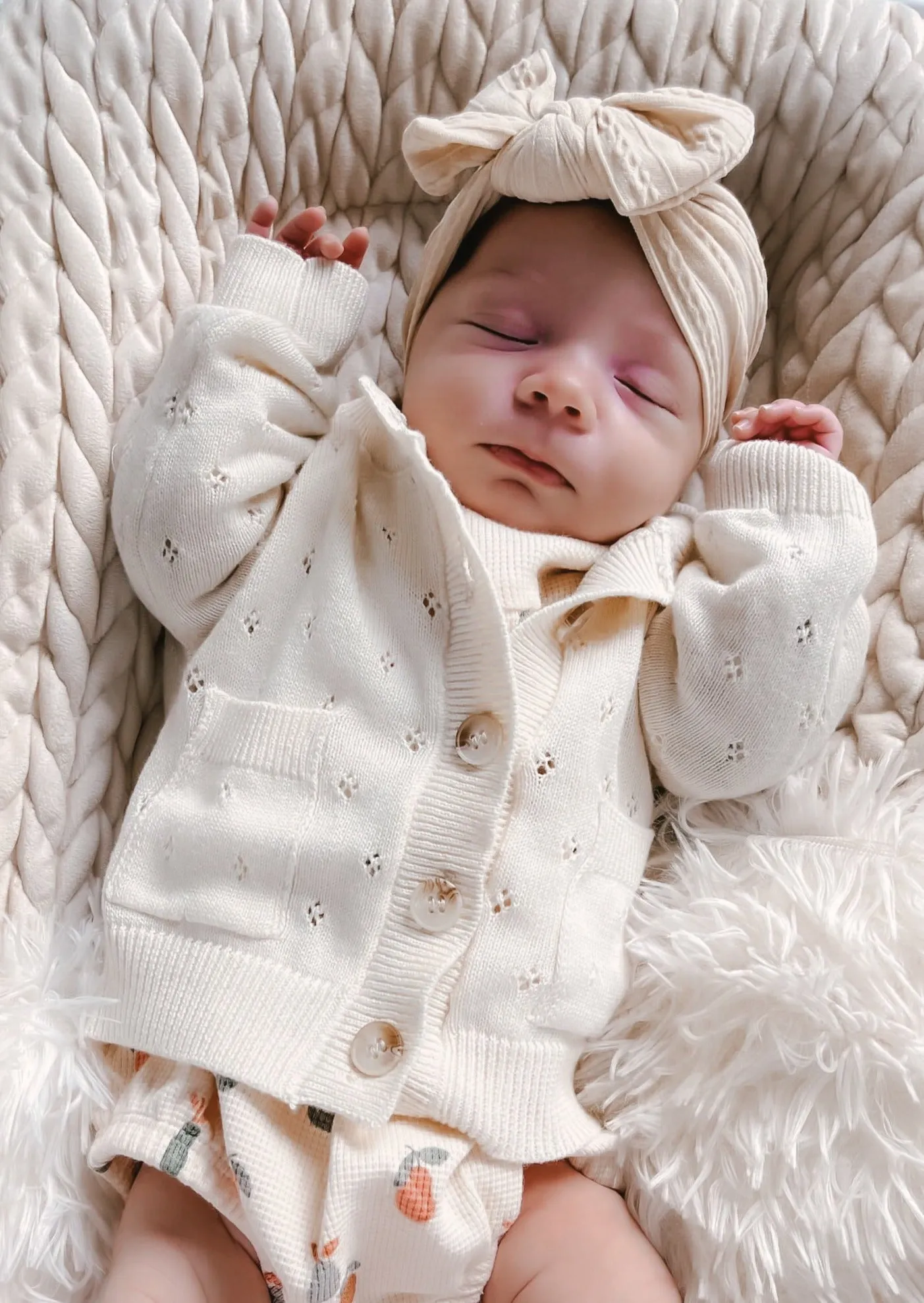 Luna   Luca Pointelle Cardigan - Cream